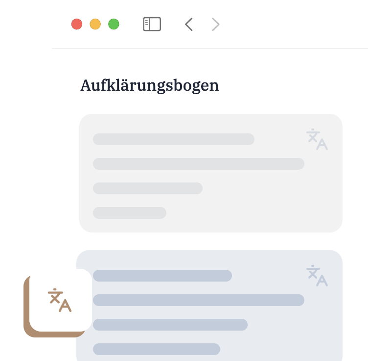 Aufklärungsbogen – Beispielansicht in Zentre