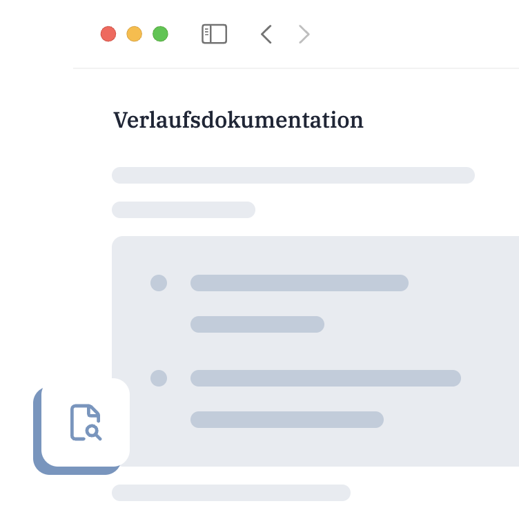 Verlaufsdokumentation – Beispielansicht in Zentre